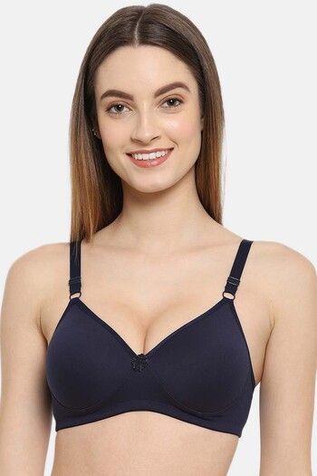 Buy Floret Padded Non-Wired Full Coverage T-Shirt Bra - Navy Blue